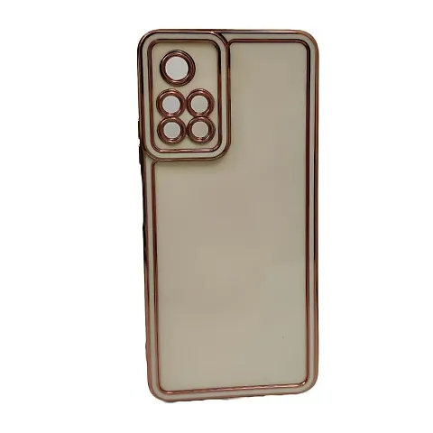 Thubans Soft Silicone Back Cover with Transparent and Golden Frame Case Pattern for Redmi Note 11T