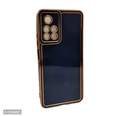 Thubans Soft Silicone Back Cover has Transparent and Golden Frame Case Pattern for Redmi Note 11T-thumb2