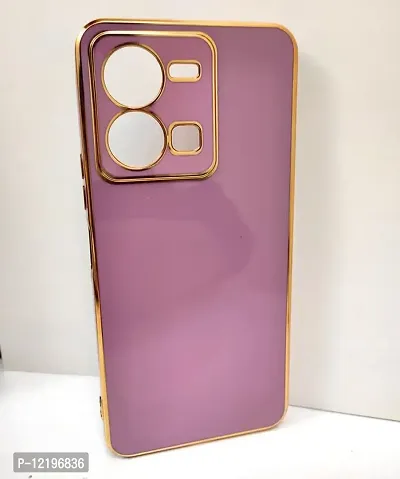 Thubans Soft Silicone Back Cover with Golden Frame Case Pattern for VIVO Y35