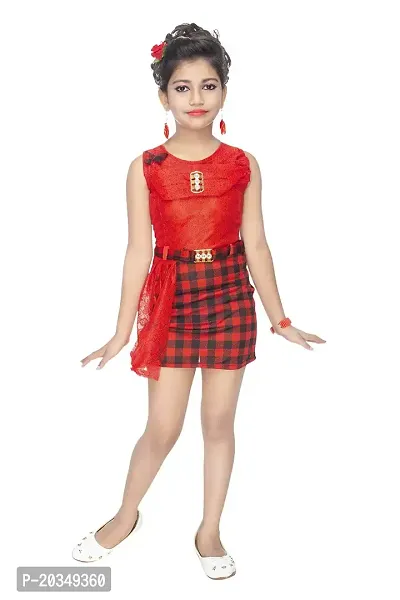Raven Creation Girls Casual  Party wear(6-7 Years) Red