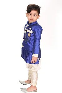 Raven creation party and casual wear Sherwani:Pajama for baby boys (Blue:Cream)-thumb2