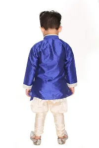 Raven creation party and casual wear Sherwani:Pajama for baby boys (Blue:Cream)-thumb1