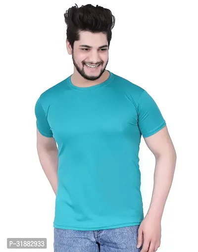 Elegant Cotton Blend Solid Round Neck Tees For Men-thumb0