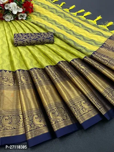 Stylish Yellow Art Silk Woven Design Saree With Blouse Piece For Women