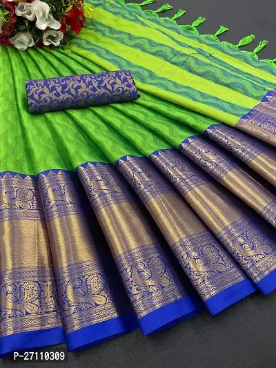 Stylish Green Art Silk Woven Design Saree With Blouse Piece For Women
