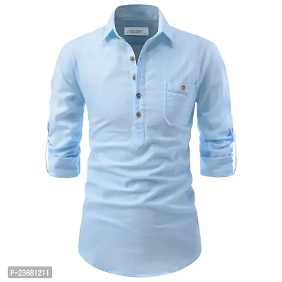 Classic Cotton Solid Short Kurtas for Men-thumb0