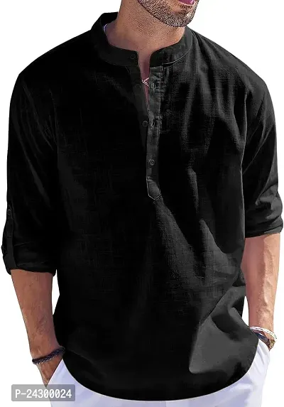 Classic Cotton Solid Short Kurta for Men-thumb0