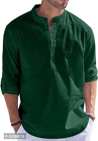 Classic Cotton Solid Short Kurta for Men-thumb0