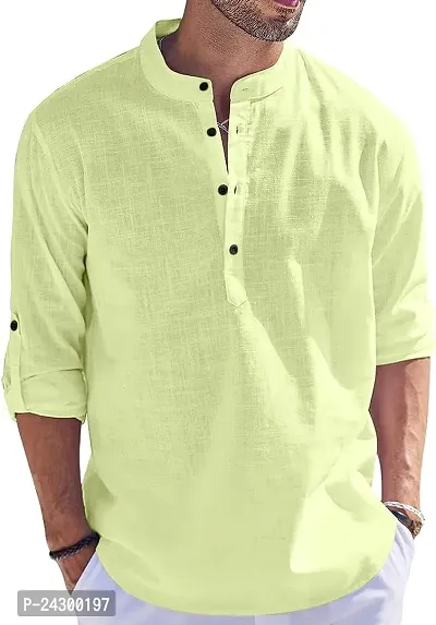 Classic Cotton Solid Short Kurta for Men-thumb0