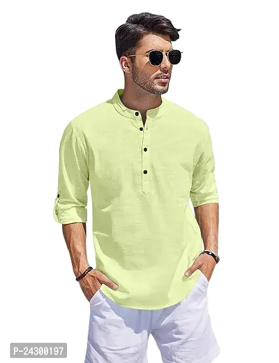 Classic Cotton Solid Short Kurta for Men-thumb3