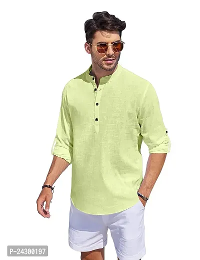 Classic Cotton Solid Short Kurta for Men-thumb4