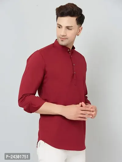 Classic Cotton Solid Short Kurta for Men-thumb4