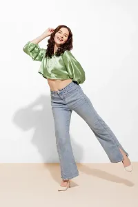 Stylish Satin Solid Crop Top for Women-thumb3