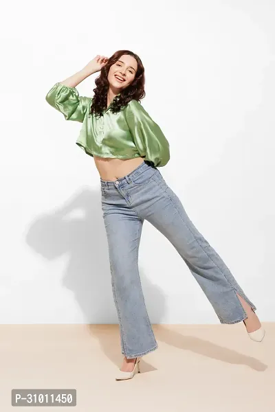 Stylish Satin Solid Crop Top for Women-thumb4