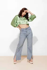 Stylish Satin Solid Crop Top for Women-thumb4