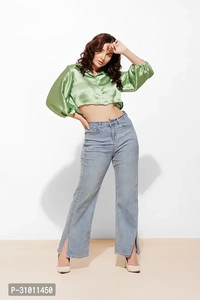 Stylish Satin Solid Crop Top for Women-thumb5