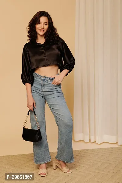 Stylish Cotton Solid Crop Top for Women-thumb2