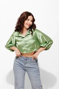 Stylish Cotton Solid Crop Top for Women-thumb2