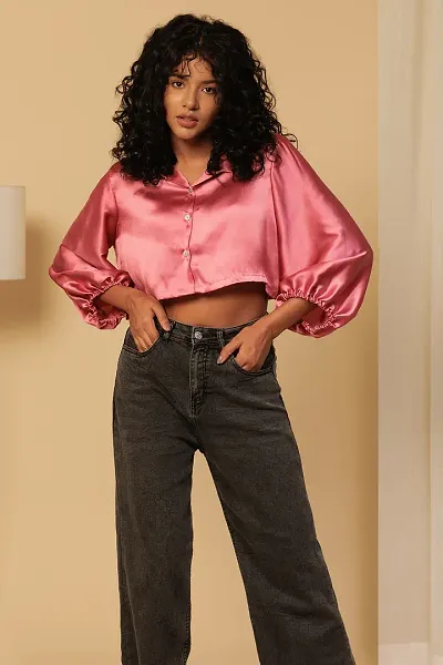 Be You Crop Satin Shirt