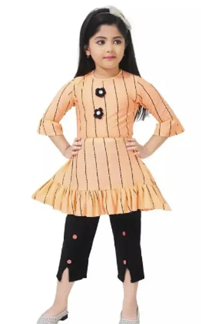 Fabulous Phantom Self Pattern Two Piece Dress For Girls