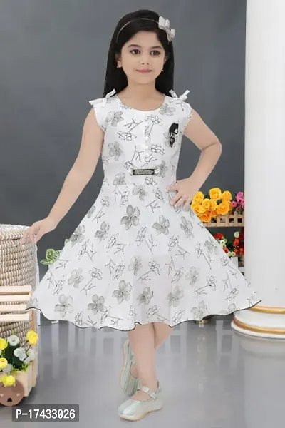 Girlrsquo;s Fancy White Color Sleeveless Cotton Frock