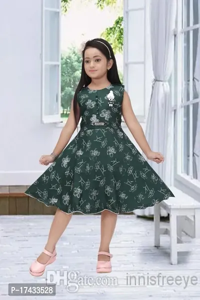 Girlrsquo;s Fancy Sleeveless Green Color Frock For Party, Festive  Ethnic Wear.