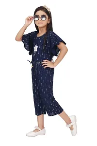 Girls Fancy Short Fashionable Sleeve Round Neck Unique Designed Below Knee Jumpsuit With Belt.-thumb1