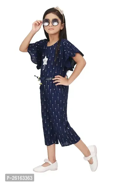 Girls Fancy Short Fashionable Sleeve Round Neck Unique Designed Below Knee Jumpsuit With Belt.-thumb2