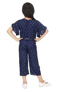 Girls Fancy Short Fashionable Sleeve Round Neck Unique Designed Below Knee Jumpsuit With Belt.-thumb2