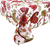 Miyanbazaz textiles Cotton Floral Print Design Square 4 Seater Table Cover/Tablecloth- Red/Multi, 40X60 Inch-thumb3