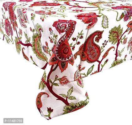 Miyanbazaz textiles Cotton Floral Print Design Square 4 Seater Table Cover/Tablecloth- Red/Multi, 40X60 Inch-thumb4