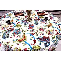 Miyanbazaz textiles 100% Cotton Round Dining Table Cover with Laces Border Round Tablecloth Multi-Color-thumb4