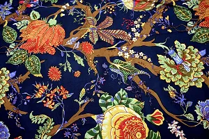 Miyanbazaz Textiles Cotton Floral Print Tea/Coffee/Study Table Cover-Tablecloth (40X60 Inch, Navy Blue)-thumb1