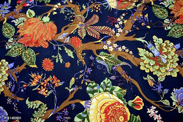 Miyanbazaz Textiles Cotton Floral Print Tea/Coffee/Study Table Cover-Tablecloth (40X60 Inch, Navy Blue)-thumb2