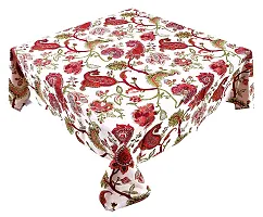 Miyanbazaz textiles Cotton Floral Print Design Square 4 Seater Table Cover/Tablecloth- Red/Multi, 40X60 Inch-thumb1