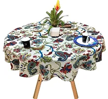 Miyanbazaz textiles Round Table Cover Round Dining Tablecloth Multicolor (Blue Multi Chambray Fabric, 65 X 65 Inch, 4 Seater)-thumb3