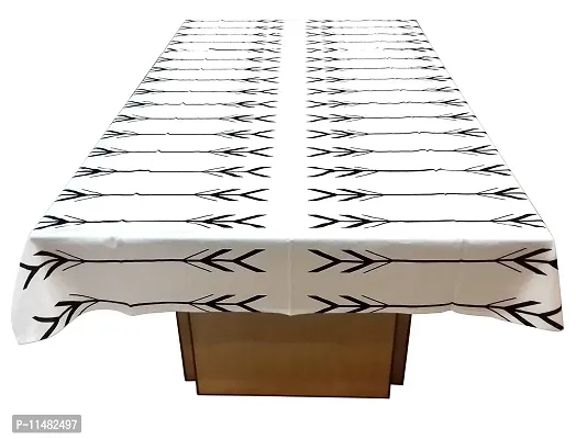 Miyanbazaz Textiles 6 Seater Square Cotton Arrow Printed Dining Table Cloth (White Black Arrow, 60 X 90 Inch, Pack of 1)