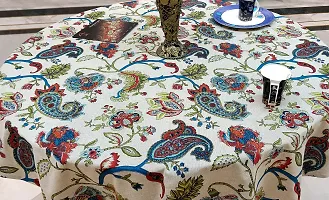 Miyanbazaz textiles Round Table Cover Round Dining Tablecloth Multicolor (Blue Multi Chambray Fabric, 65 X 65 Inch, 4 Seater)-thumb4