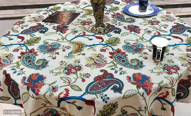 Miyanbazaz textiles Round Table Cover Round Dining Tablecloth Multicolor (Blue Multi Chambray Fabric, 65 X 65 Inch, 4 Seater)-thumb5