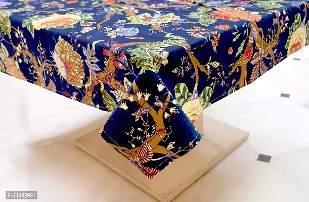 Miyanbazaz Textiles Cotton Floral Print Tea/Coffee/Study Table Cover-Tablecloth (40X60 Inch, Navy Blue)