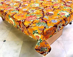 Miyanbazaz textiles 100% Cotton Table Cloth/Dining Table Cover- Brown Multi-thumb2