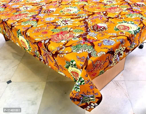 Miyanbazaz textiles 100% Cotton Table Cloth/Dining Table Cover- Brown Multi-thumb3