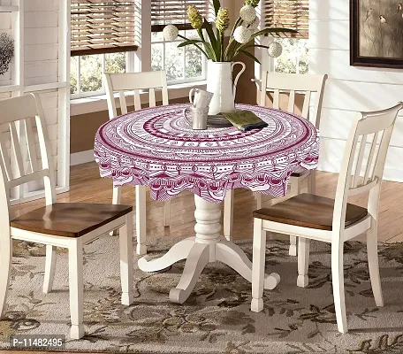 Miyanbazaz Textiles Cotton Contemporary Dining Round Table Cover (Maroon)