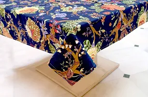 Miyanbazaz Textiles Cotton Floral Print Tea/Coffee/Study Table Cover-Tablecloth (40X60 Inch, Navy Blue)-thumb3