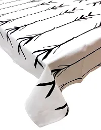 Miyanbazaz Textiles 6 Seater Square Cotton Arrow Printed Dining Table Cloth (White Black Arrow, 60 X 90 Inch, Pack of 1)-thumb1