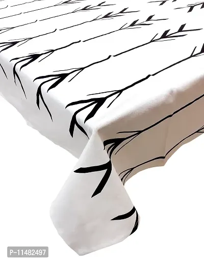 Miyanbazaz Textiles 6 Seater Square Cotton Arrow Printed Dining Table Cloth (White Black Arrow, 60 X 90 Inch, Pack of 1)-thumb2