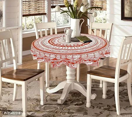 Miyanbazaz Textiles Cotton Contemporary Round Dining Table Cover (Red)-thumb3