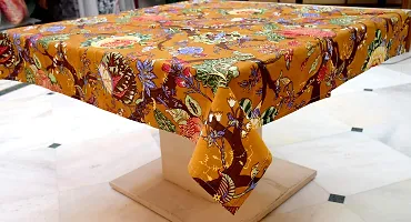 Miyanbazaz Textiles Cotton Floral Print Tea/Coffee/Study Table Cover-Tablecloth (40X60 Inch, Brown Multi)-thumb2