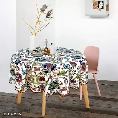 Miyanbazaz Textiles Cotton 4 Seater Square Floral Printed Dining Table Cover (60 X 60 Inch, Multicolour, Pack of 1)-thumb0