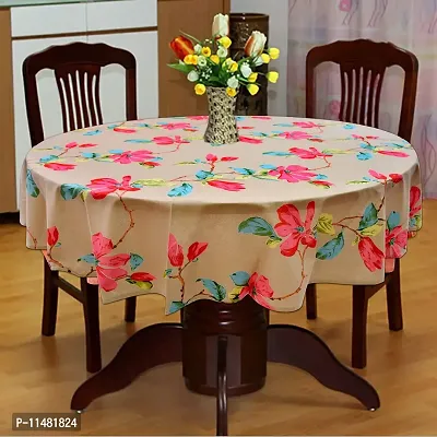 Miyanbazaz Textiles Cotton Washable Flowered Round Dining Table Cloth (65 Inch, Brown, Pack of 1)